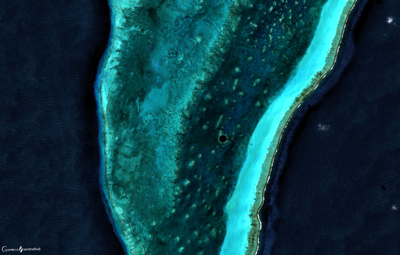 Barrière du Belize et Grand Trou Bleu, Belize, atoll et ocean